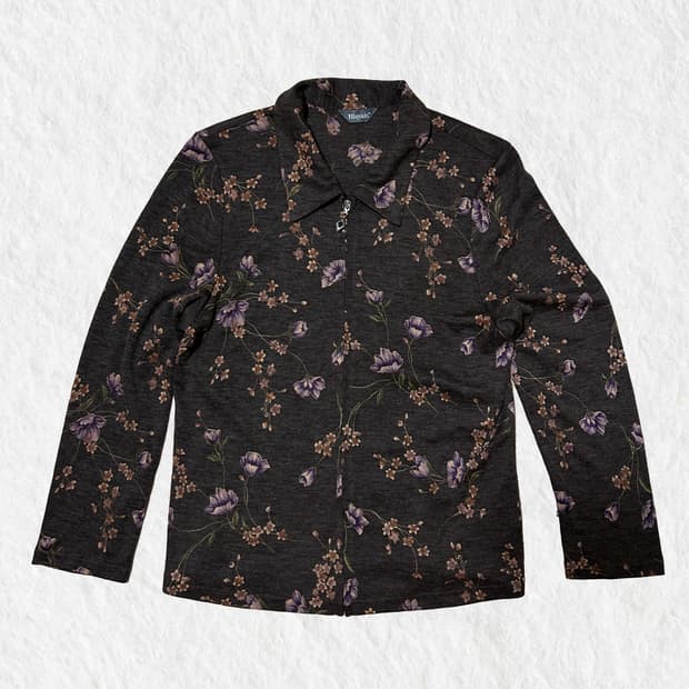 빈티지 오리엔탈 플라워 패턴 집업