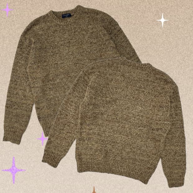 BACK NUMBER 오트밀 라운드 니트 가을 겨울 시티보이 그런지