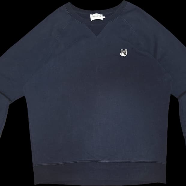 메종키츠네 그레이 폭스 헤드패치 클래식 스웻셔츠 네이비