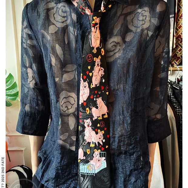 80s Kamasutra Pig Print Italian Neck-tie