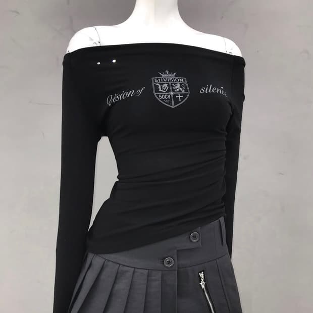 511 vision SILENCE OFF-SHOULDER TOP 블랙
