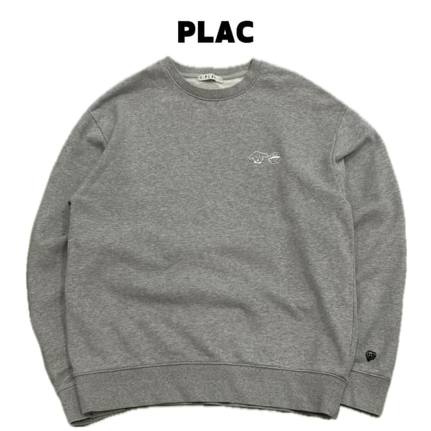(M) PLAC 플랙 자수로고 맨투맨 그레이