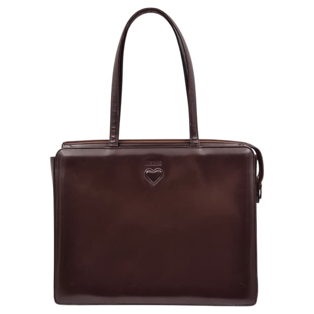 90s 모스키노 하트 엠보 레더 숄더&토트백