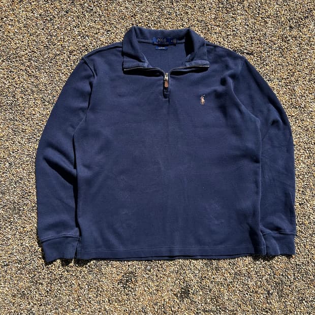 폴로 (POLO RalphLauren)네이비 반집업 코튼 니트