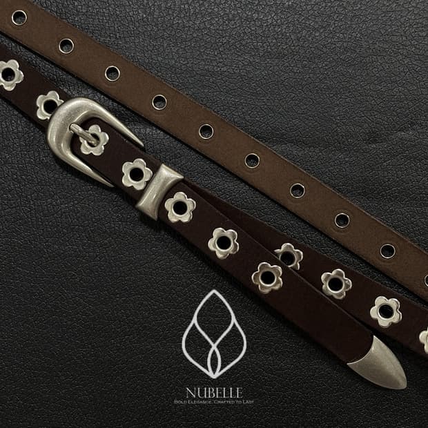 🌗 Flower stud belt / 플라워 스터드 소가죽 웨스턴 벨트