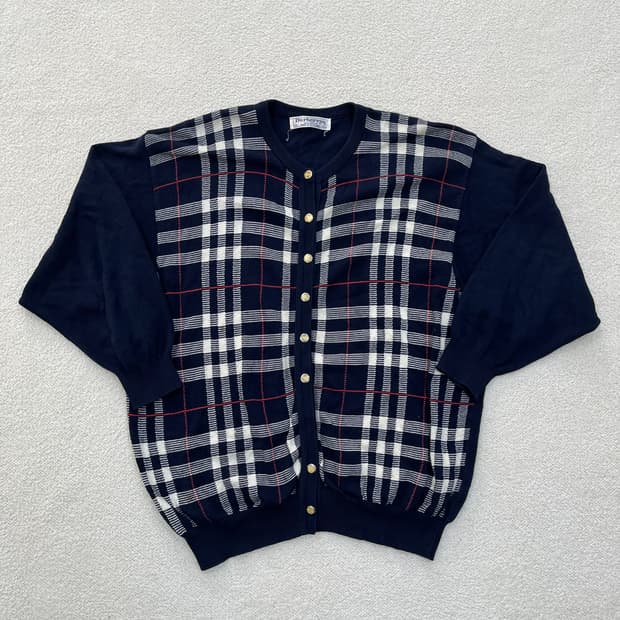 실측확인 버버리 체크 니트 가디건 0311M