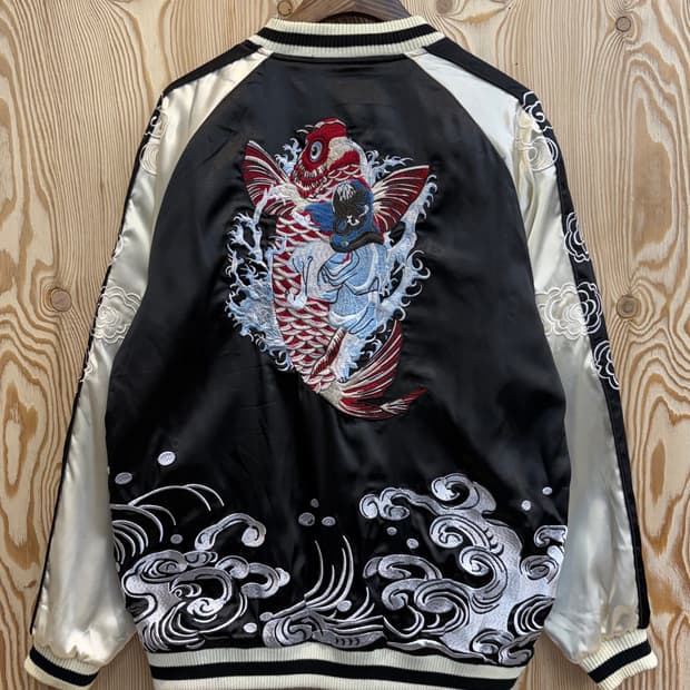 일본판 자수 리버시블 스카쟌