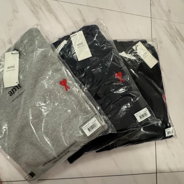 새상품) 아미 맨투맨 논기모 스몰로고 남녀공용 / 그레이,블랙,네이비