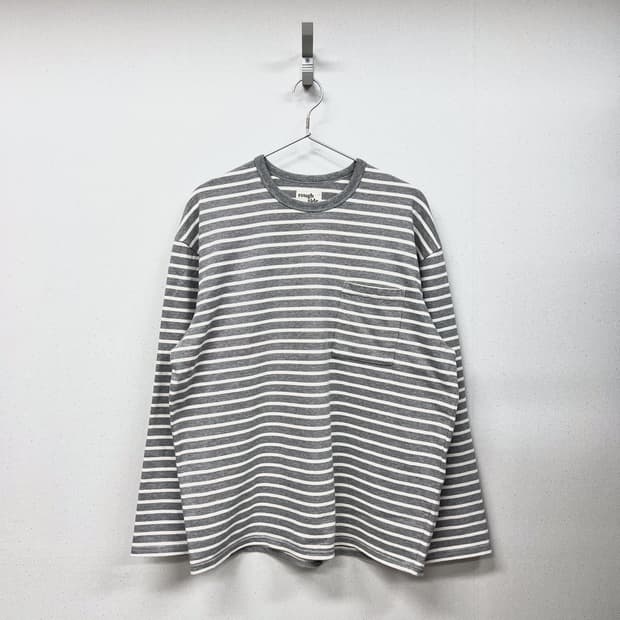 (KR/3) 러프사이드 스트라이프 롱슬리브 그레이