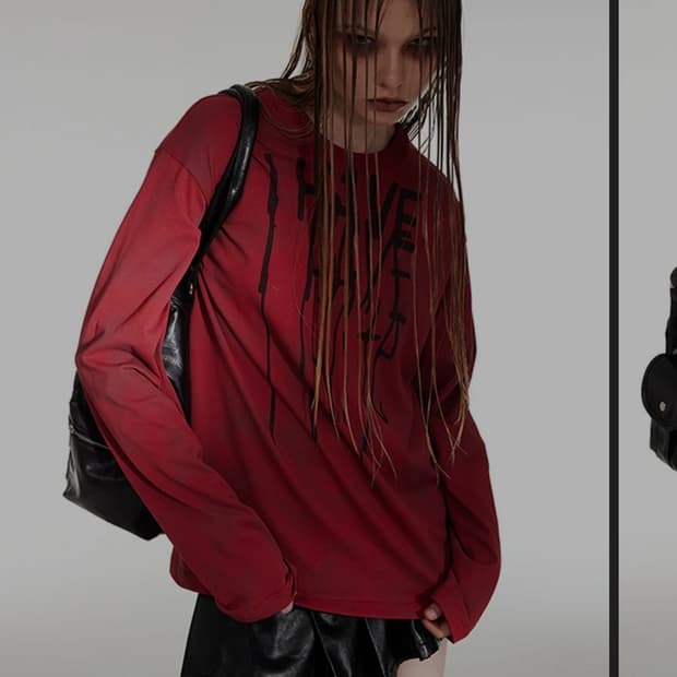 night lab 빈티지 레드 롱슬리브