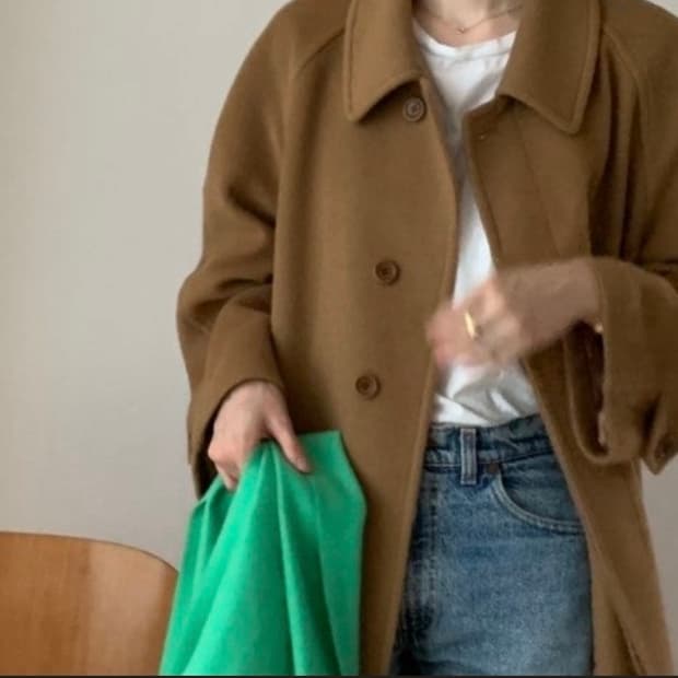 MONE  리본빛 맨하탄 카멜 코트