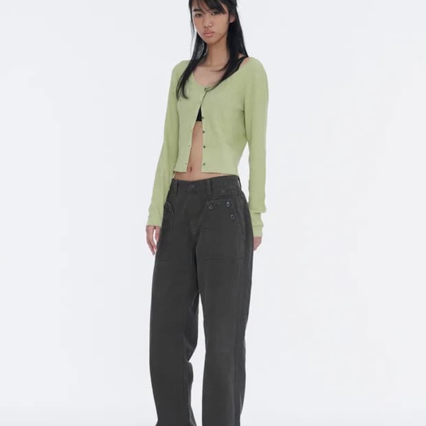 웰빙익스프레스 Button Detail Pants Charcoal 팬츠