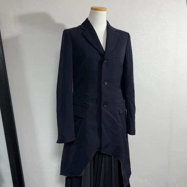 18ss 꼼데가르송 꼼데가르송 컷팅 디자인 네이비 롱자켓 s
