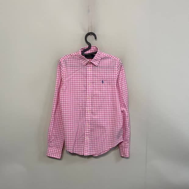 폴로 랄프로렌 핑크 깅엄 체크 셔츠 S 여성