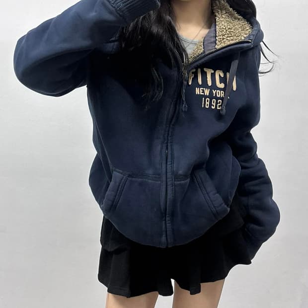 아베크롬비 y2k 울프죠 양털 스웻 대장급 후드집업 희귀져지(L)