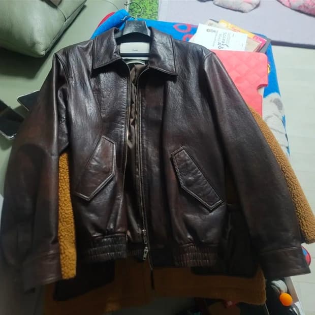 던스트 버니시드 램스킨 리얼 레더 블루종 M