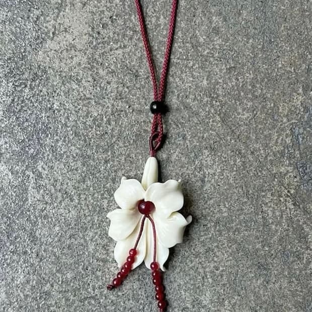 플라워 비즈 핸드메이드 에스닉 히피 모리 목걸이 