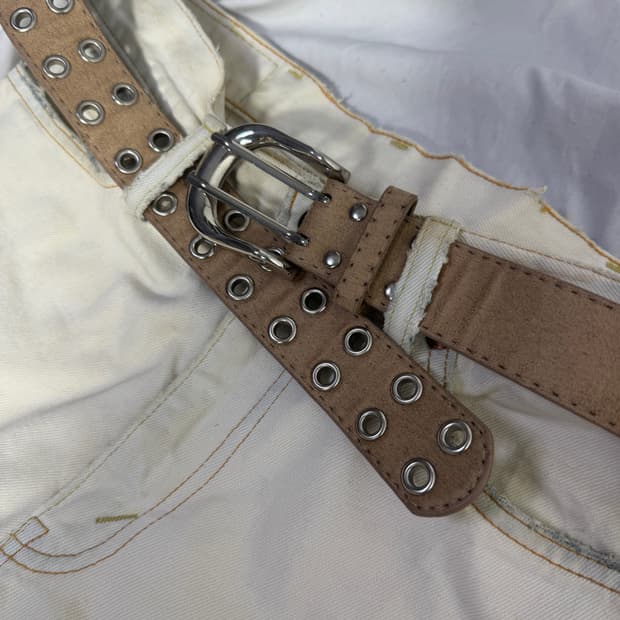 빈티지 스웨이드 터치 코튼 레더 벨트