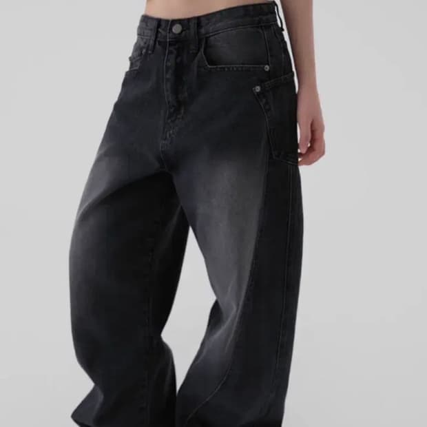 어텀 로우커브드데님 블랙 숏 S