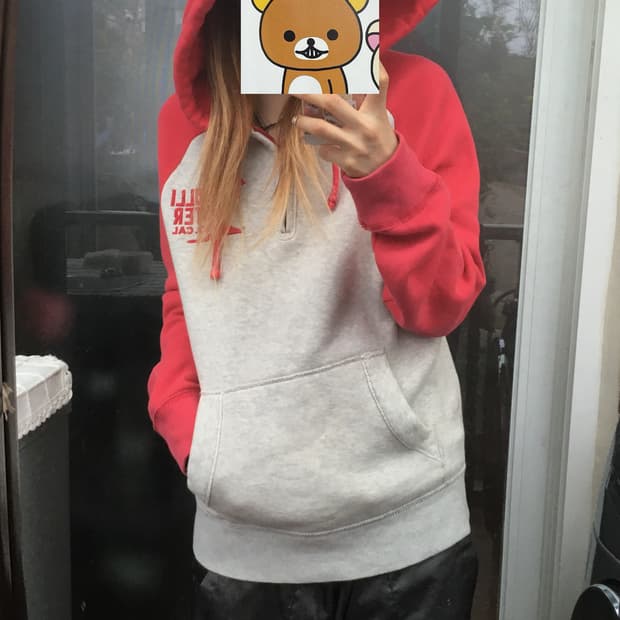 배색 후드티