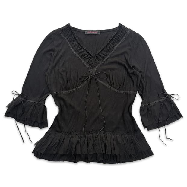 빈티지 ALGONQUINS 프릴 리본 디테일 블라우스