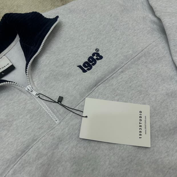 [L]1993스튜디오 오버핏 하프집업 맨투맨/멜란지그레이/기모