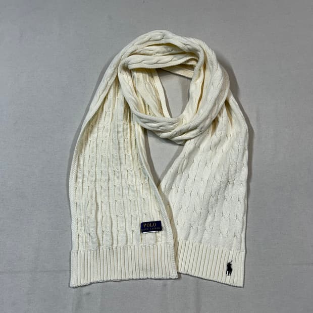 폴로 랄프로렌 케이블 니트 머플러 아이보리
