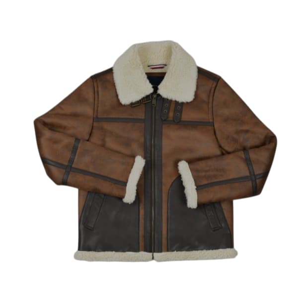 타미 힐피거 페이크 레더 무스탕 브라운