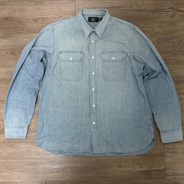 RRL 인디고 샴브레이 워크셔츠 XL