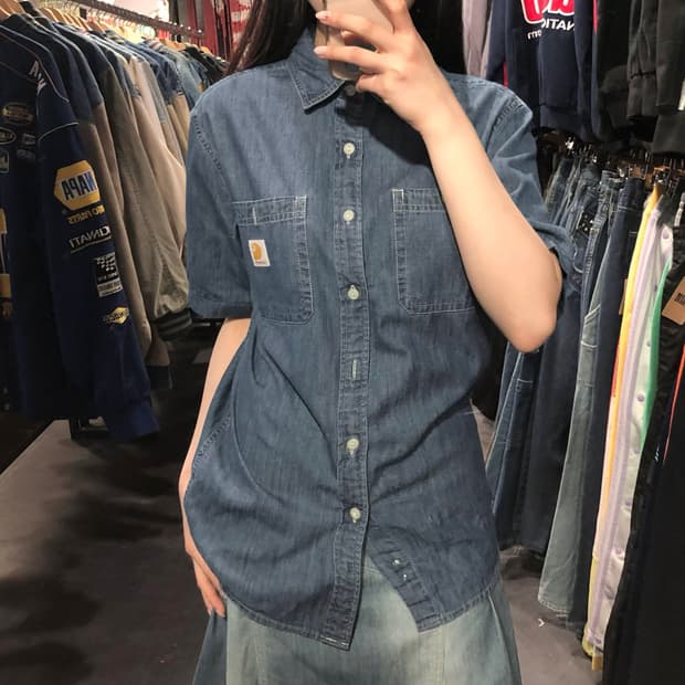 [IM] Carhartt 칼하트 반팔 데님 셔츠 중청