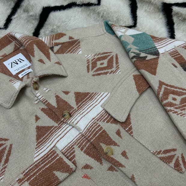 [한국2XL]ZARA 아즈텍패턴 헤비 아웃터 셔츠