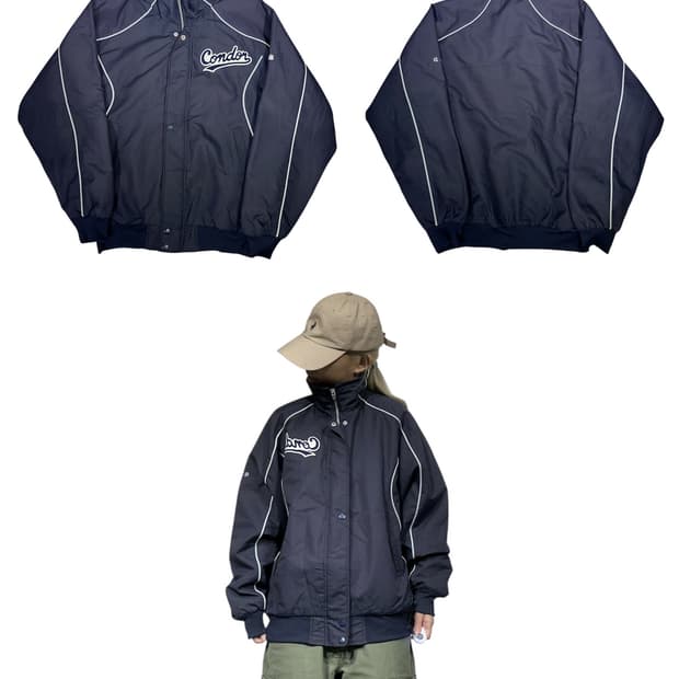 아식스 네이비 야구 잠바 바시티 자켓 L