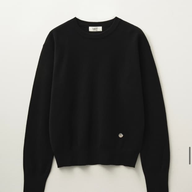 엘무드 밀라노 울 코튼 라운드넥 풀오버 니트 블랙