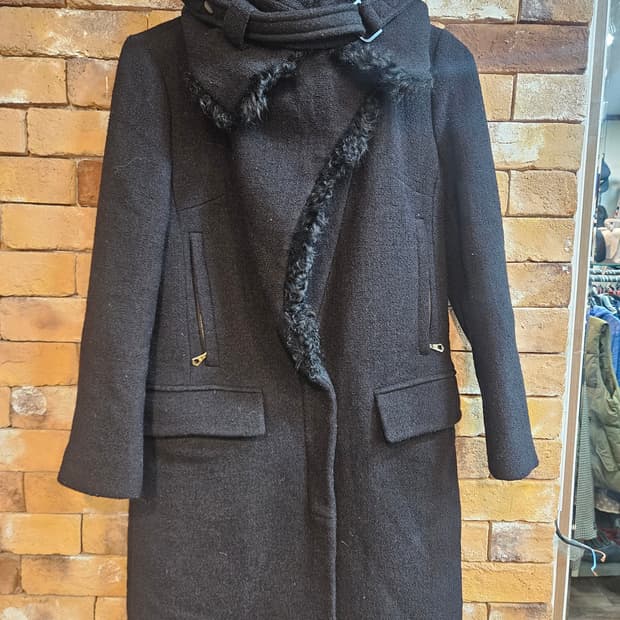 TIME 넥 워머 코트 블랙