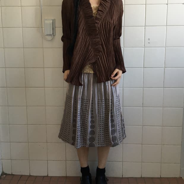 Pleats open cardigan