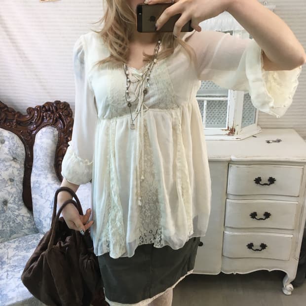 jpn vintage ivory fairy lace blouse