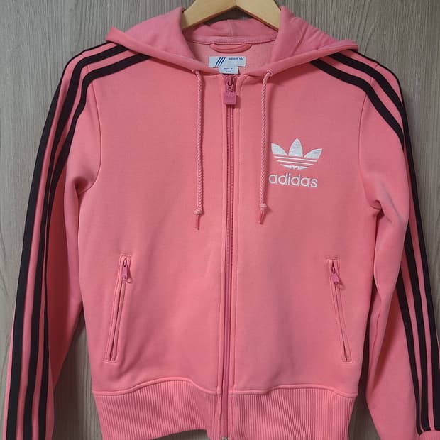 아디다스 후드집업 핑크져지 검/핑