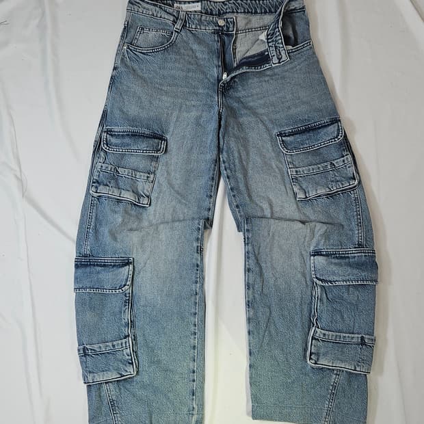 자라 ZARA 카고 데님팬츠 카고포켓 멀티 파우치 여성 28