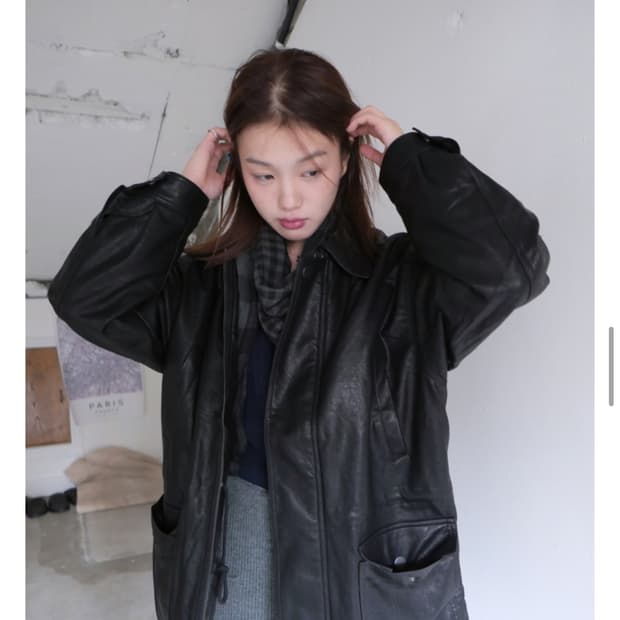 베이비랩 블랙 레더 자켓 