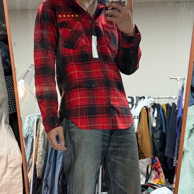 스터드머핀 타탄체크 후드자켓 새상품
