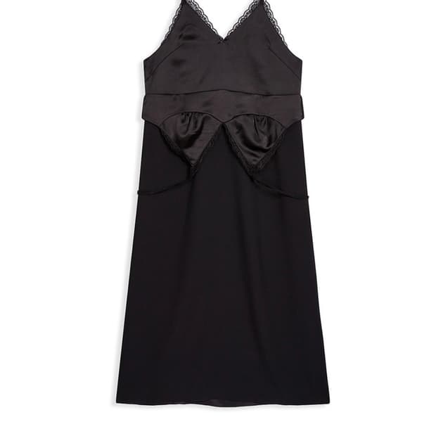Open yy LAYERED SLIP DRESS, BLACK