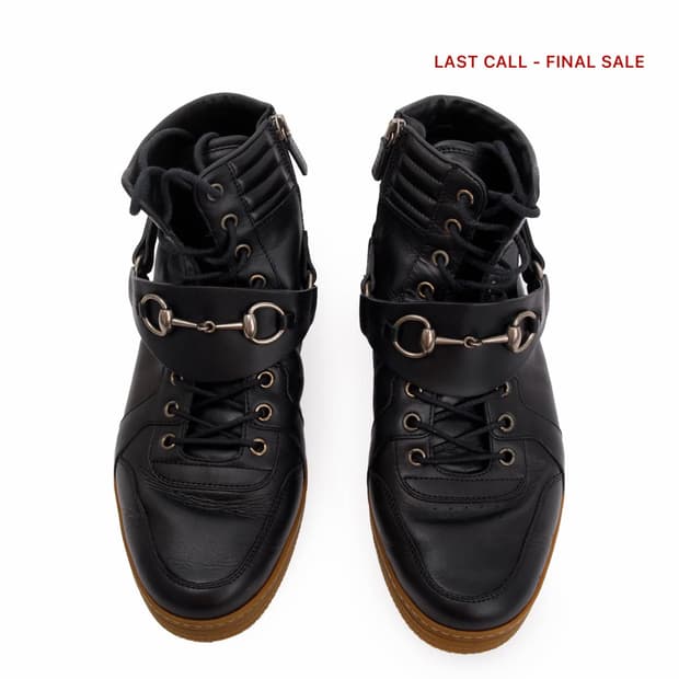 구찌 홀스빗 레더 하이탑 스니커즈