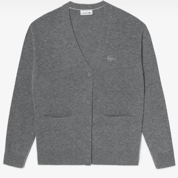 라코스테 브이넥 가디건 그레이 34