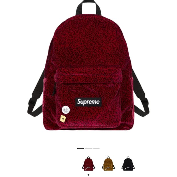 슈프림 벨벳 레오파드 레드 백팩 25FW