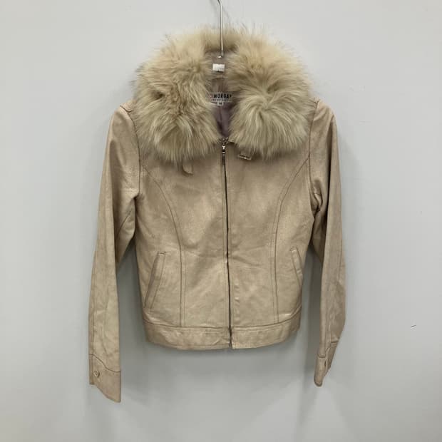 모르간 베이지 퍼 카라 스웨이드 자켓 36