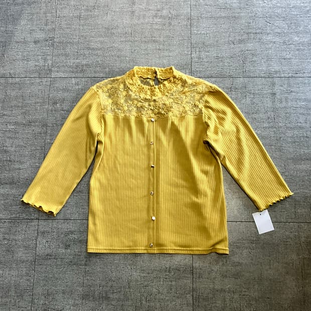 일본빈티지 Infni 달천깔페어리 프린세스할메카지 레이스 니트스웨터 노랑