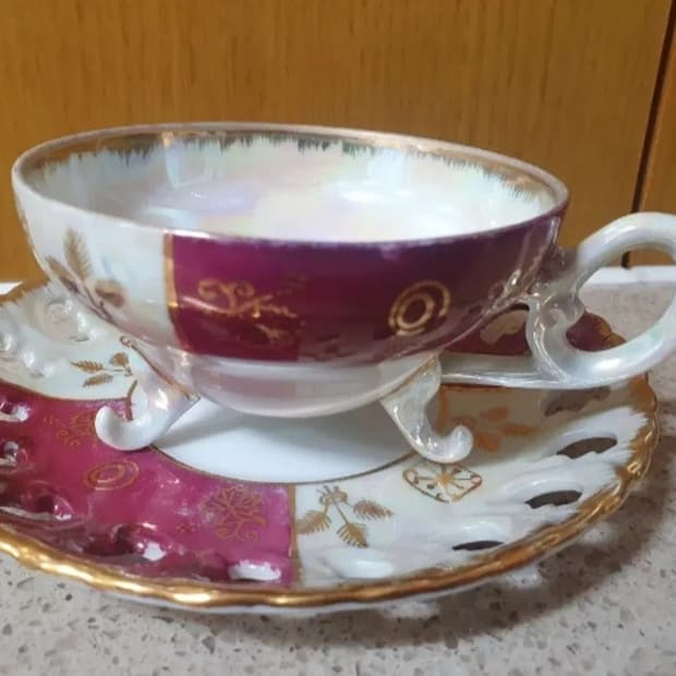 골든애프리콧  빈티지 삼발이 찻잔세트