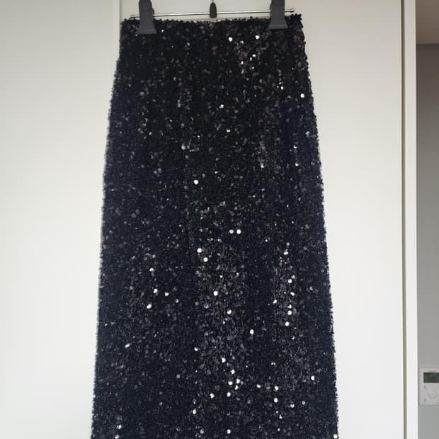 스팽글 스커트 블랙