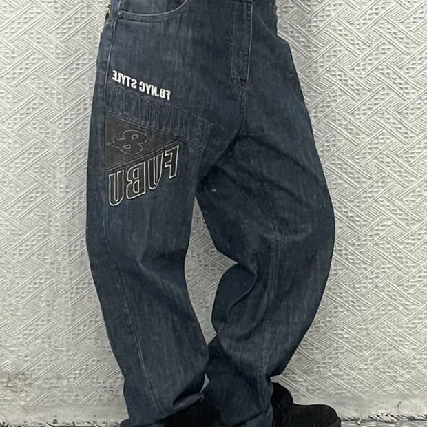 푸부 FUBU 올드스쿨 스트릿 레터링 데님 팬츠 38인치 C06548