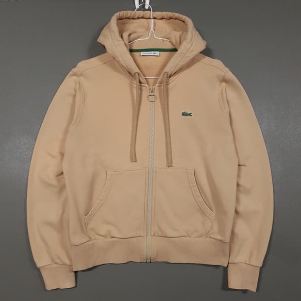 여성 95) 라코스테 신형 22fw 크록 코튼 후드집업 자켓 스웻 베이지